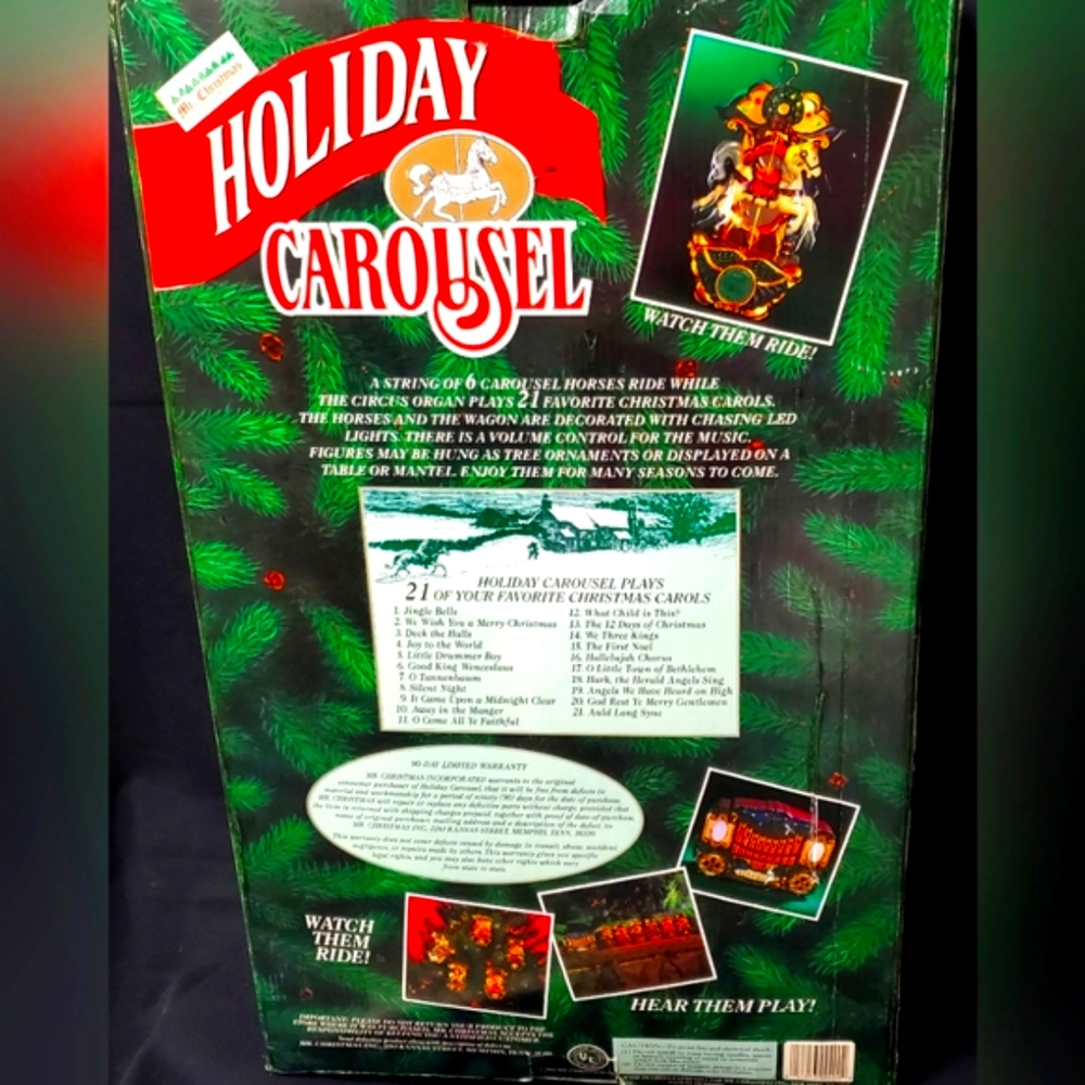 EUC Vintage Musical, Animated Holiday Carousel by Mr  Christmas